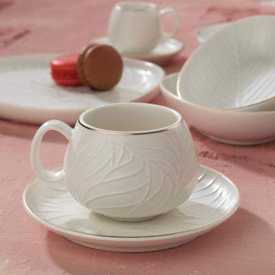 Schafer Creme 6 Lı Çay Fincan Seti-12 Parça-Beyaz